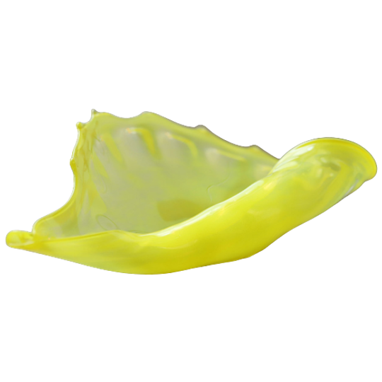 Prachtige Gele Murano Schaal Organische Vorm Schelp/blad, Na 2000 1