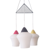 Vintage Jaren '50 Hanglamp In Opaline Glas