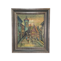 Vintage Impressionistisch Schilderij H. Han Verf Doek '60