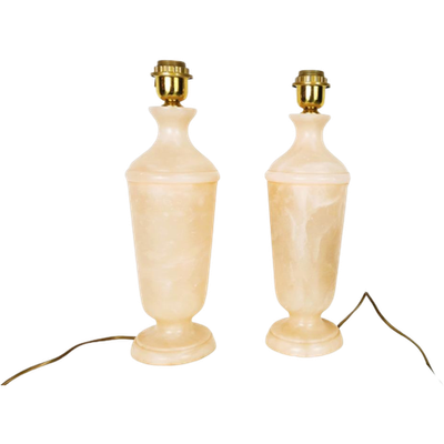 Hollywood Regency Alabaster Lampen Marmer Roze (Set)