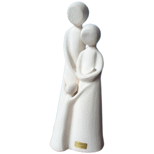 Sculptuur Gezin Met Twee Kinderen- Handgeboetseerd 1