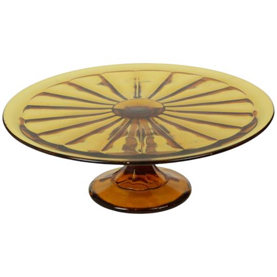 Amberkleurige Art Deco Taartplateau Gebak Schaal Scailmont 1