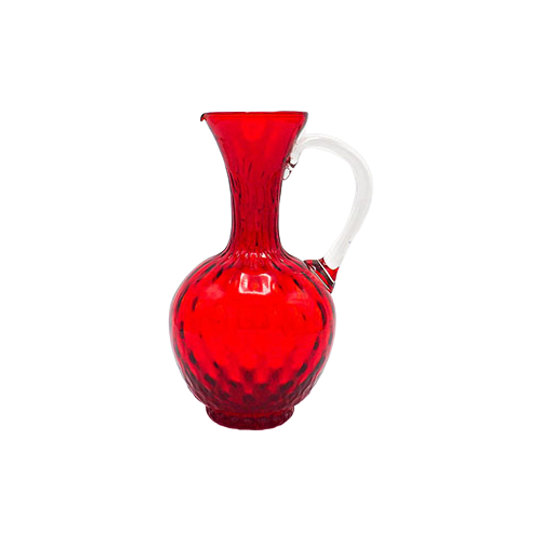 Vintage Rood Murano Vaasje Met Oor 1