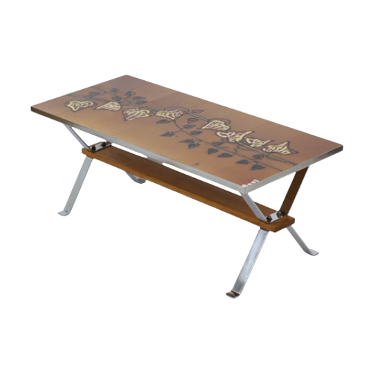 Vintage Keramische Salontafel Tegeltafel Adri Belarti Seventies Design 109cm 1