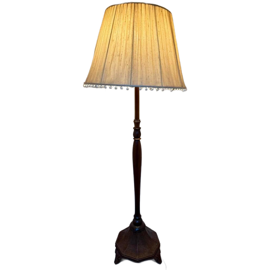 Antieke Eikenhouten Staande Leeslamp Victoriaans 1