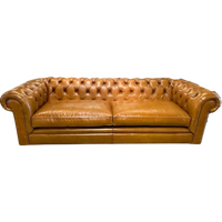 Chesterfield Bank 3,5 Zits Cognac Leer  Nieuw