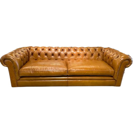 Chesterfield Bank 3,5 Zits Cognac Leer Nieuw 1