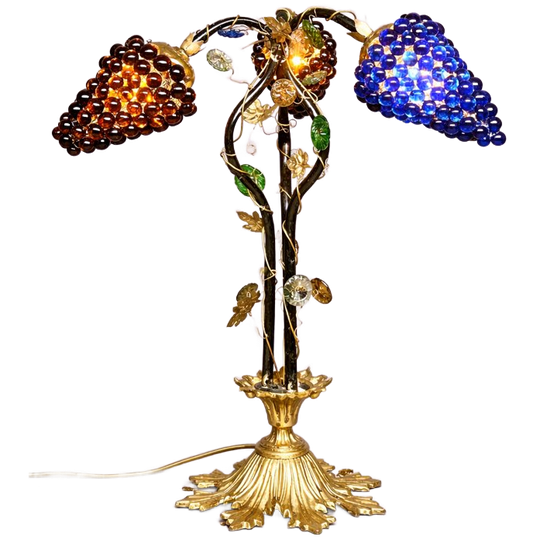 Art Nouveau Tafellamp Met Een Kap Van Murano-glas. 1