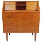 Vintage Deense Teakhouten Secretaire | Wandkast | Ladenkast thumbnail 1