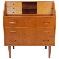 Vintage Deense Teakhouten Secretaire | Wandkast | Ladenkast