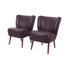 Paar Aubergine Leren Cocktailfauteuils 69042 thumbnail 1