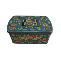 Vintage Zweeds Opbergblik Met Folkloristisch Dessin