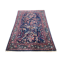 Handgeknoopt Perzisch Mahal Mostofi Vloerkleed 135X205Cm - Vintage Tapijt Wol Donkerblauw - Reliving