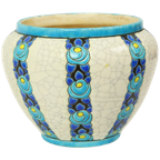 Polychrome Bloempot Vaas Catteau Boch Keramis Art Deco Ca. 1922 thumbnail 1