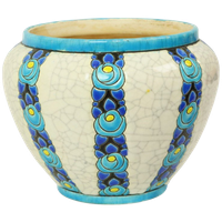Polychrome Bloempot Vaas Catteau Boch Keramis Art Deco Ca. 1922