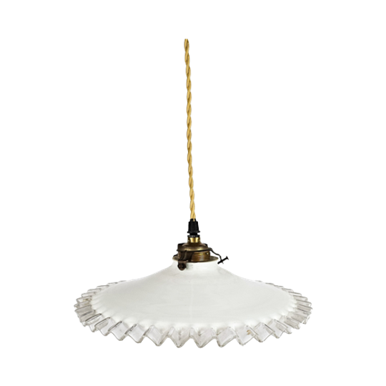 Hanglamp - Opaline - Messing - Frankrijk - 2e Kwart 20e Eeuw 1
