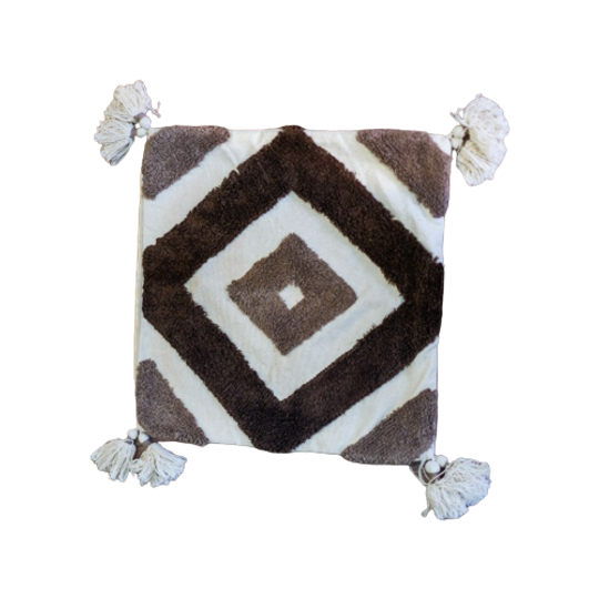 Boho Rustieke Kussensloop Bruin En Beige Met Kwastjes Yvonne Kwakkel 1