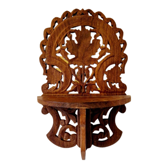 Antieke Houten Wandplank Houtsnijwerk 1