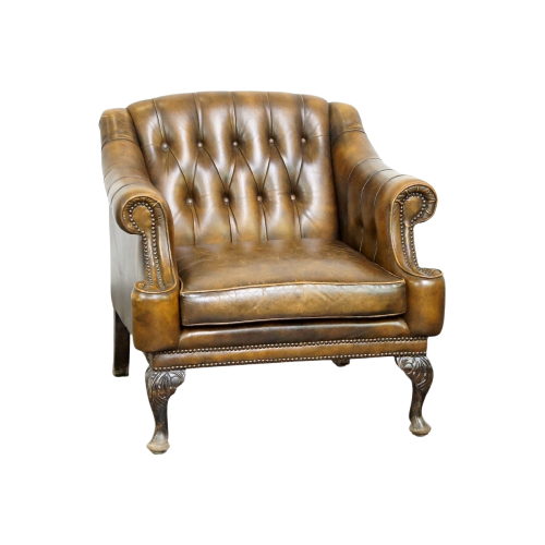 Chesterfield Fauteuil/ Armchair Gemaakt Van Rundleer