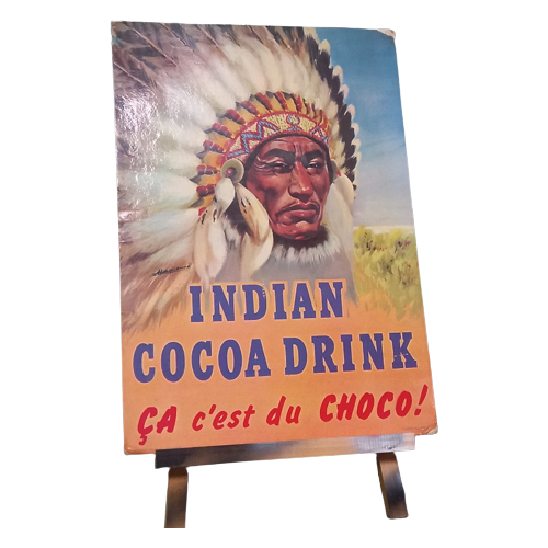 Poster, Belgisch Reclamekarton Voor Indian Cocoa Drink