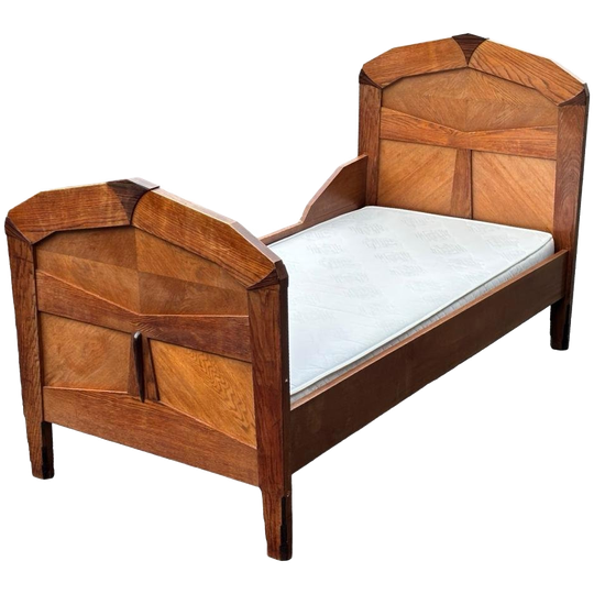 Art Deco Amsterdamse School Bed Ledikant Eiken 1920 Design 1