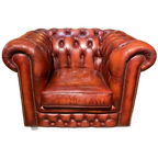 Engelse Bendic Chesterfield Club Fauteuil In Oxblood Rood Volnerf Leer thumbnail 1