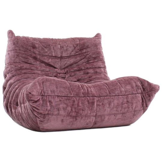 Original Vintage Togo Ligne Roset Chair Purple Velvet By Michel Ducaroy 1