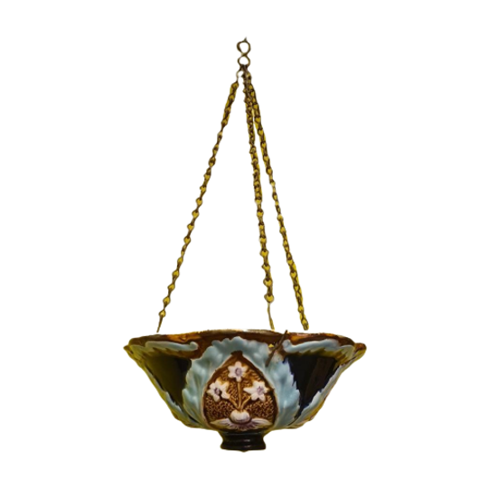 Franse Art Nouveau Majolica Hang Bloempot, Begin 20e Eeuw 1