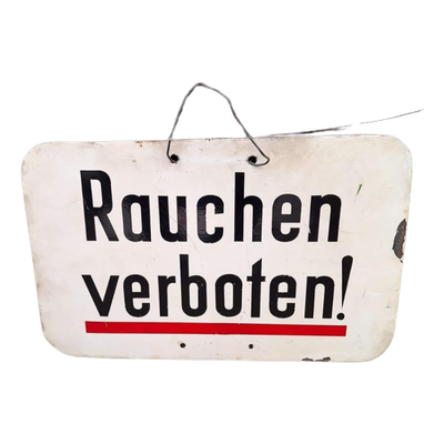 Antiek Emaille Bord Rauchen Verboten!