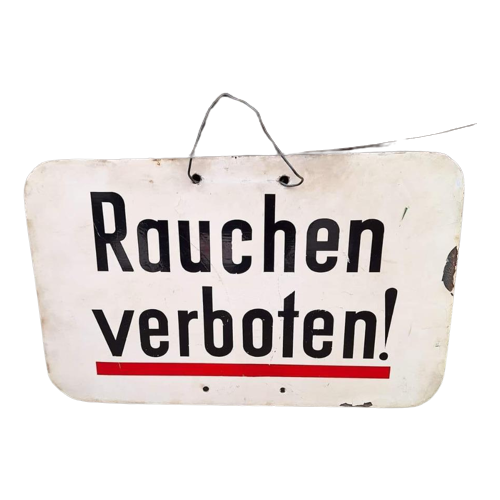 Antiek Emaille Bord Rauchen Verboten!