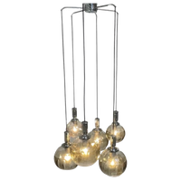 Massive - Cascade - Vintage 60’S Hanging Pendant - Including Matching Canopy - Smoked Glass