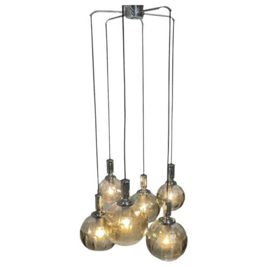 Massive - Cascade - Vintage 60’s Hanging Pendant - Including Matching Canopy - Smoked Glass 1