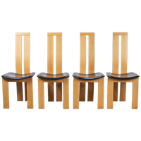 4 Vintage Beuken Leer Eetkamerstoelen Pietro Costantini Ello
