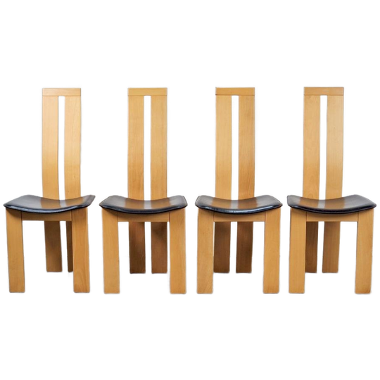 4 Vintage Beuken Leer Eetkamerstoelen Pietro Costantini Ello 1