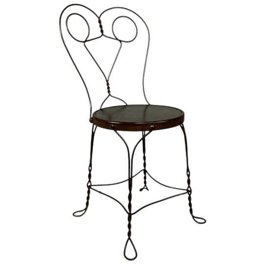 Sierlijke Stalen Amerikaanse Ijssalon Stoel, Jaren 40 1