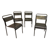 Vintage Postmodern Set Van 4 Metalen Stoelen, Zwart