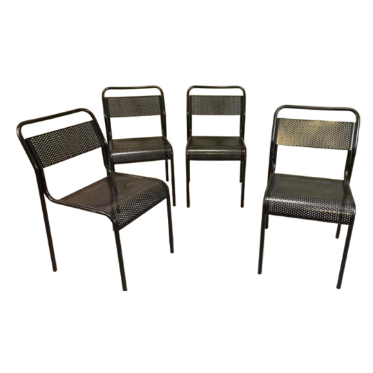 Vintage Postmodern Set Van 4 Metalen Stoelen, Zwart 1