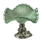 La Meridiana - Italy - Glass Bowl On Silver Base With A Romantic Scene - Original Stamp On The Gl thumbnail 1