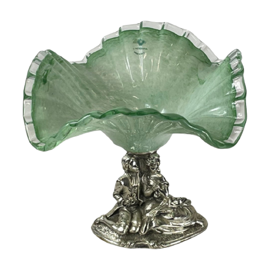La Meridiana - Italy - Glass Bowl On Silver Base With A Romantic Scene - Original Stamp On The Gl 1