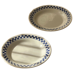 Set Of 2 Vintage 70S Checkered Blue Ceramic Plates thumbnail 1