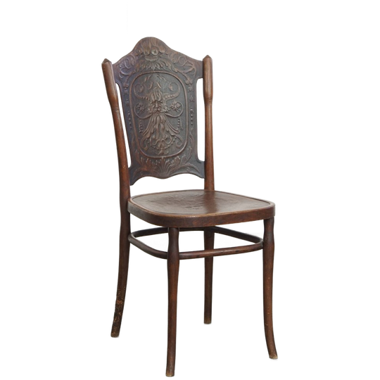 Originele Antieke Jacob En Josef Kohn Thonet Stoel Uit Begin 20e Eeuw Met Mooi Snijwerk 1