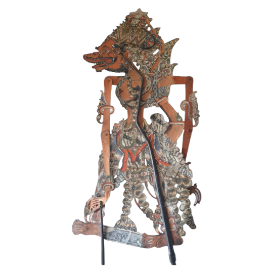Antieke Handgemaakte Wayang Kulit Pop Gesigneerd 1