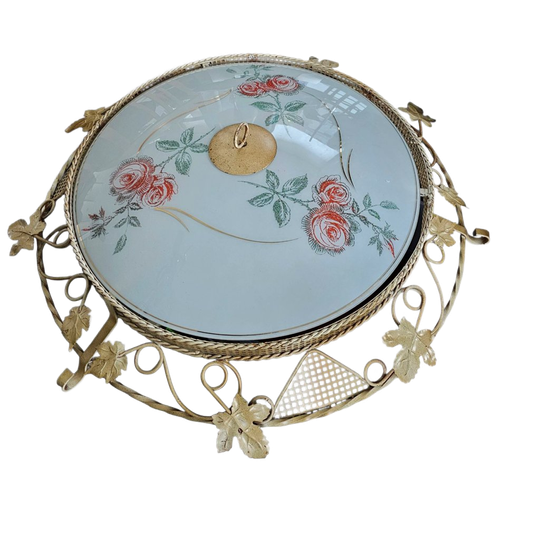 Large Floral Ceiling Lamp 1950s 1