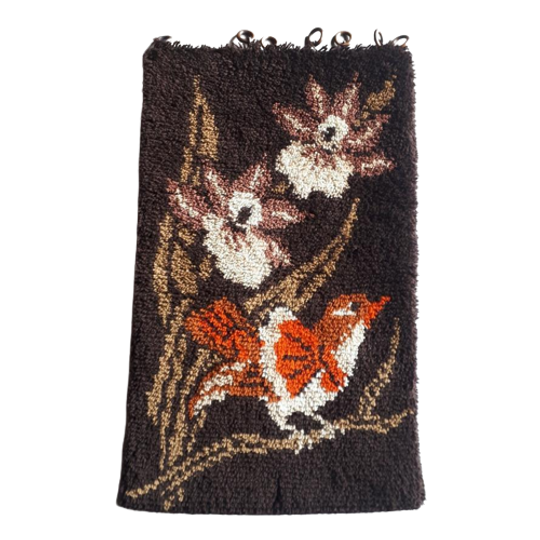 Vintage Smyrna Wandkleed Orchidee En Vogel 1