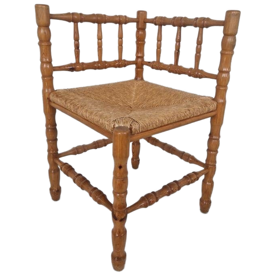 Vintage Bohemian Stijl Bamboe Hoekstoeltje Jaren 70. 1