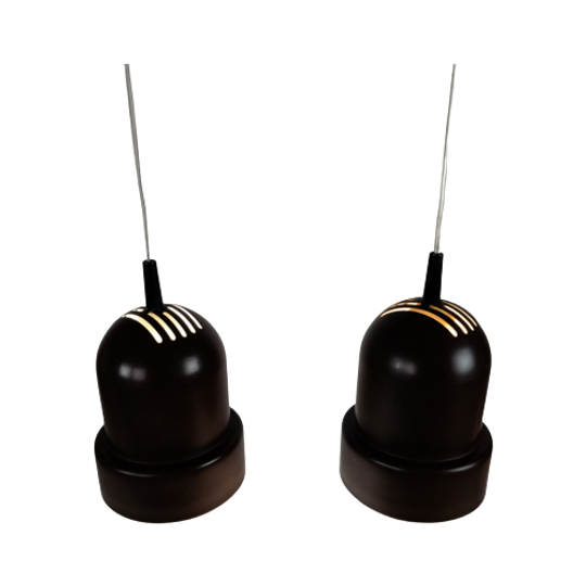 Philips - Nws Series - Hanglampen (2) - Cilinder Hanglamp - Bruin - 70's 1