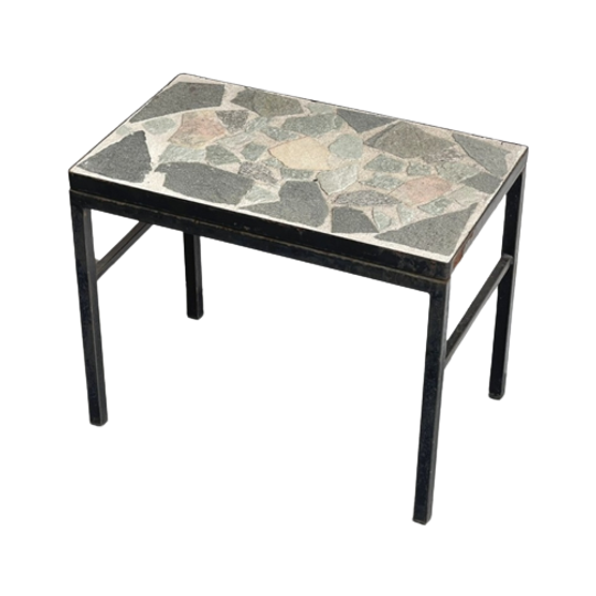 Brutalist Bijzettafel Vintage Natuursteen 1