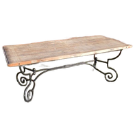Brutalist Eettafel, Industrieel Steenschotten Blad En Metalen Onderstel