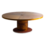 Grote Ronde Mid-Century Wortelhouten Eettafel 186Cm, 1960 thumbnail 1