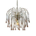 Xl Vintage Roze Murano Kristallen Kroonluchter Hanglamp thumbnail 1